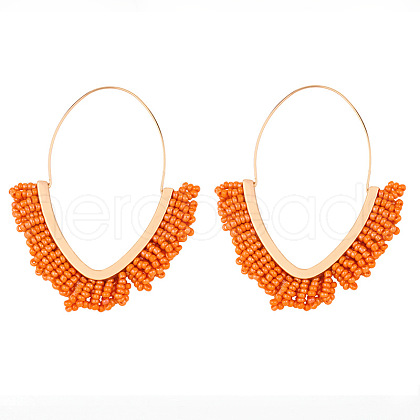 Bohemian Seed Beads with Brass Hoop Earrings ST1813769-1