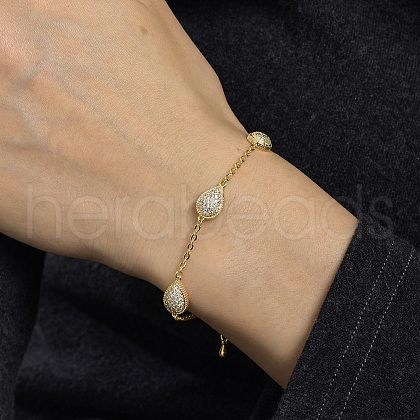 Brass Teardrop Link Bracelets ZC8988-1-1