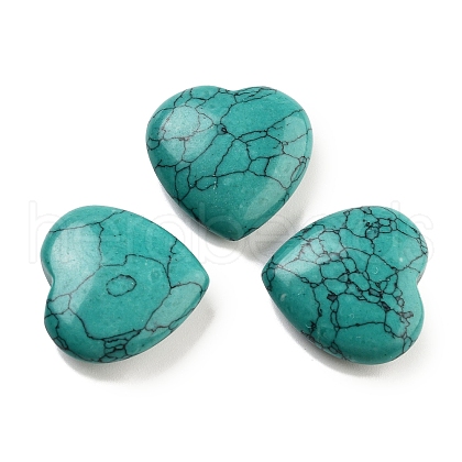 Mother's Day Gifts Heart Synthetic Turquoise Palm Stones G-C134-06A-07-1
