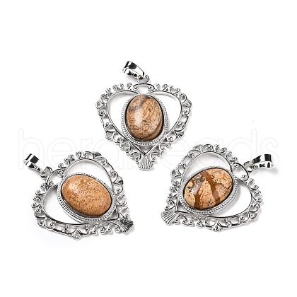 Natural Picture Jasper Pendants G-I322-04P-06-1