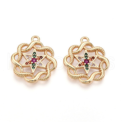 Brass Micro Pave Cubic Zirconia Pendants KK-N262-108A-G-1
