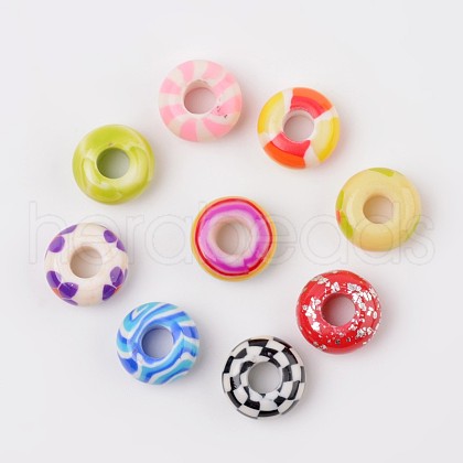 Handmade Polymer Clay Enamel European Beads X-FPDL-J002-M-1