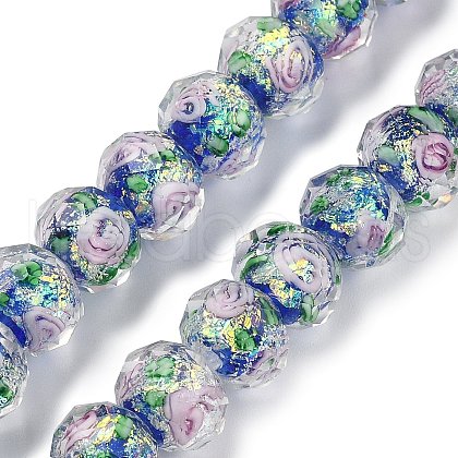 Handmade Foil Lampwork Beads Strands FOIL-S136-001D-1