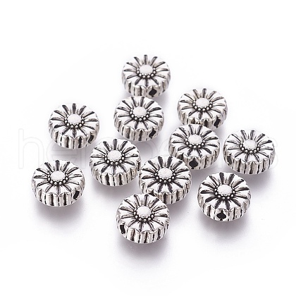 Tibetan Style Alloy Flower Beads X-TIBEP-GC190-AS-RS-1