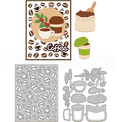 Coffee Beans Carbon Steel Cutting Dies Stencils DIY-WH0309-1454-1