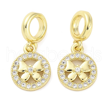 Brass Micro Pave Cubic Zirconia European Dangle Charms KK-D325-56G-1