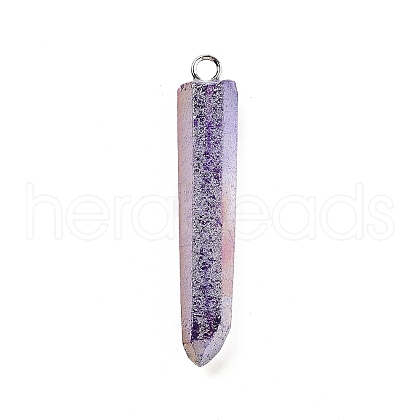 Electroplated Natural Quartz Pendants G-P315-B01-01P-1