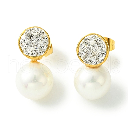 PVD Vacuum Plating 304 Stainless Steel Crystal Rhinestone Stud Earrings EJEW-L284-18G-1