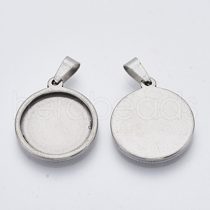 Non-Tarnish 201 Stainless Steel Pendant Cabochon Settings STAS-S073-02A-P-1