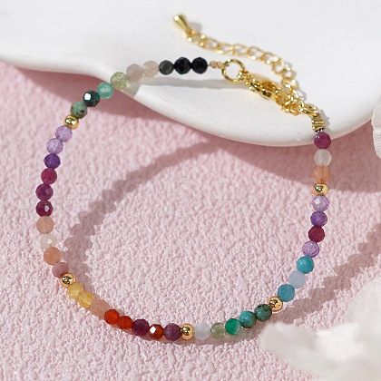 Round Natural Mixed Gemstone  Beaded Bracelets for Women VN7200-1