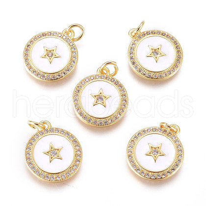 Brass Micro Pave Cubic Zirconia Pendants KK-D159-17G-1