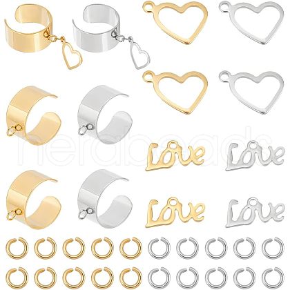 Unicraftale DIY Love Charm Cuff Ring Making Kit STAS-UN0039-60-1
