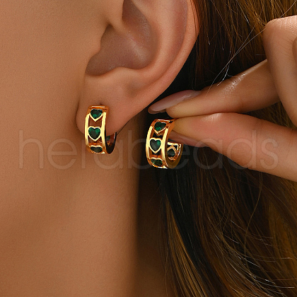 Elegant Heart Brass Cubic Zirconia Stud Earrings GX1194-1-1