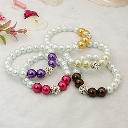 Fashion Glass Pearl Bracelets BJEW-JB00664-1