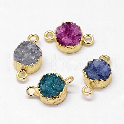 Electroplated Natural & Dyed Druzy Agate Links connectors G-N0168-014B-1