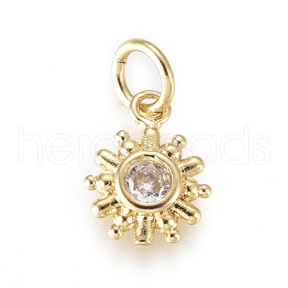 Brass Micro Pave Cubic Zirconia Charms KK-D159-06G-1