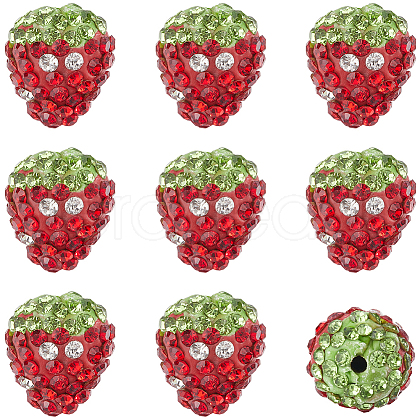 SUNNYCLUE 30Pcs Rhinestone Strawberry Plastic Beads FIND-SC0012-13-1