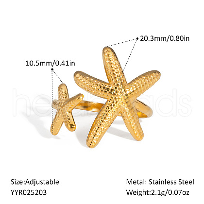 Ocean Themes Stainless Steel Adjustable Cuff Rings for Women VG5206-2-1