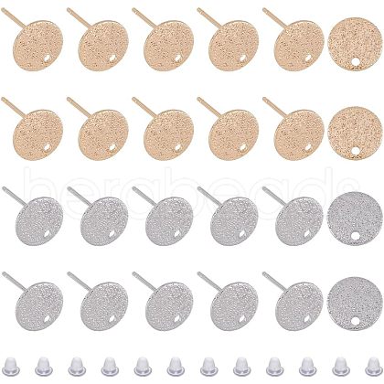 SUPERFINDINGS 24Pcs 2 Colors Hammered Brass Stud Earring Findings KK-FH0002-33-1