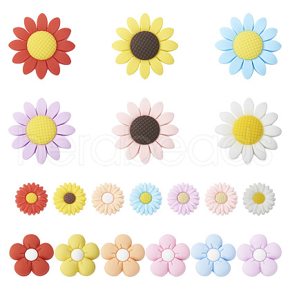 Beadthoven 19Pcs 19 Styles Flower Food Grade Eco-Friendly Silicone Focal Beads SIL-BT0001-05-1