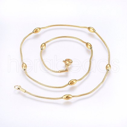 304 Stainless Steel Ball Chain Necklaces NJEW-F221-11G-1
