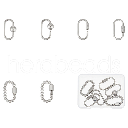 Unicraftale 6Pcs 3 Styles 304 Stainless Steel Screw Carabiner Lock Charms STAS-UN0060-17-1
