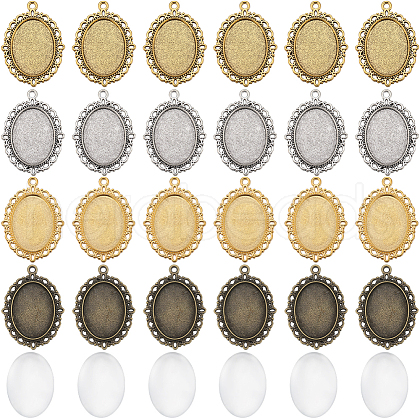 SUNNYCLUE DIY Blank Oval Dome Pendant Making Kit DIY-SC0023-72-1