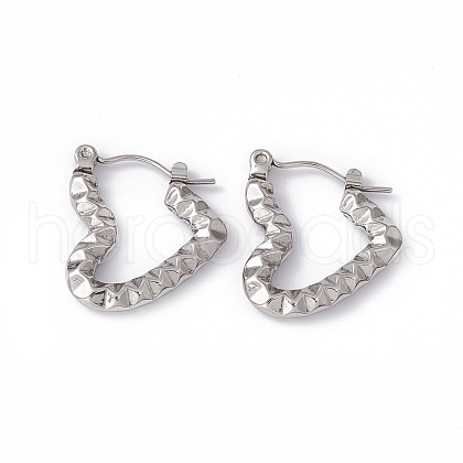 Non-Tarnish 304 Stainless Steel Heart Hoop Earrings for Women EJEW-G314-13P-1