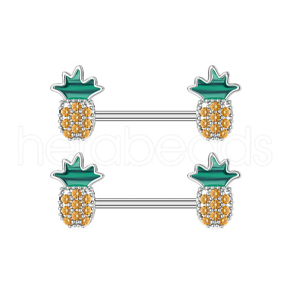 304 Stainless Steel Gold Cubic Zirconia Nipple Barbells WG1DC98-01-1