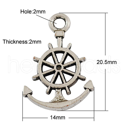 Tibetan Style Alloy Anchor with Helm Pendants PALLOY-2730-AS-FF-1