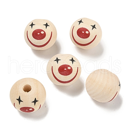 Printed Wood European Beads WOOD-G022-06A-1