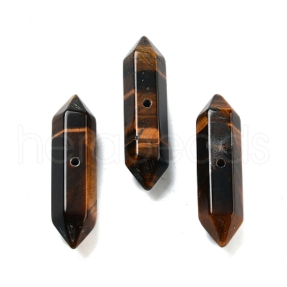 Natural Tiger Eye Double Terminal Pointed Beads G-A231-01C-1