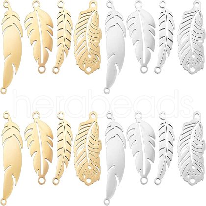 Unicraftale 16Pcs 4 Style 201 Stainless Steel Links/Connectors STAS-UN0031-95-1