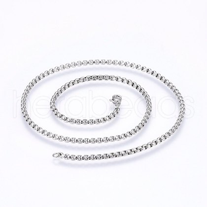 Non-Tarnish 304 Stainless Steel Box Chain Necklaces NJEW-F227-09P-07-1