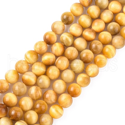 Natural Yellow Tiger Eye Beads Strands X-G-G212-8mm-18-1