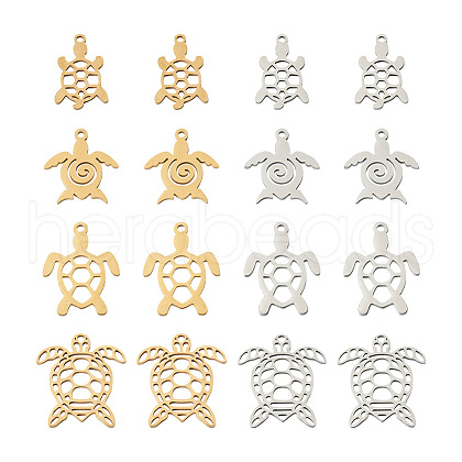  Jewelry 16Pcs 8 Style 201 Stainless Steel Filigree Joiners Links & Pendants STAS-PJ0001-37-1