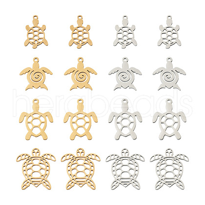  Jewelry 16Pcs 8 Style 201 Stainless Steel Filigree Joiners Links & Pendants STAS-PJ0001-37-1