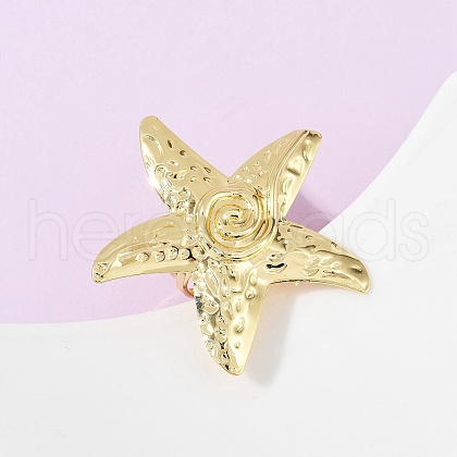 Ocean Theme Brass Cuff Rings RJEW-C135-01G-17-1
