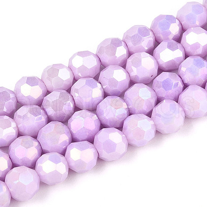 Electroplate Glass Beads Strands EGLA-T021-6mm-15-02-1