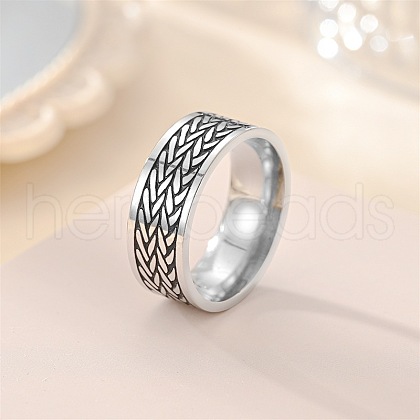 Retro 304 Stainless Steel Enamel Finger Rings for Men FS-WG366A7-07-1