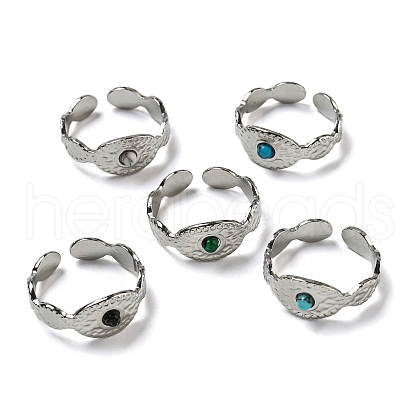 Oval 304 Stainless Steel Open Cuff Rings STAS-Z060-05P-1