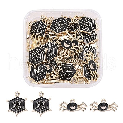 50Pcs 2 Styles Light Gold Plated Alloy Pendants ENAM-LS0001-28LG-1