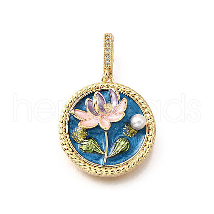 Brass Micro Pave Cubic Zirconia & Enamel Pendants KK-R222-11G-05-1