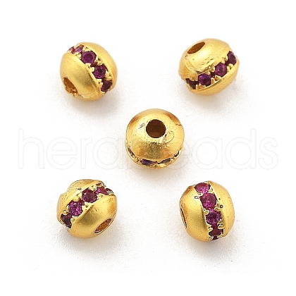 Brass Micro Pave Cubic Zirconia Beads KK-R216-08G-02-1