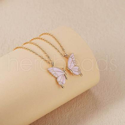 2Pcs Iron Matching Butterfly Pendant Necklaces for Mother Daughter Friends JN1034A-1-1