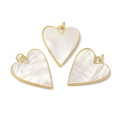 Rack Plating Brass Pave Shell Pendants X-KK-C052-07G-1
