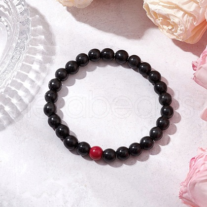 Synthetic Turquoise Beaded Stretch Bracelets for Women Men BJEW-JB11547-01-1