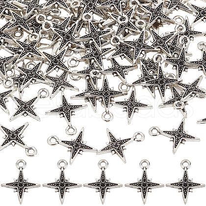 SUNNYCLUE 100Pcs Tibetan Style Alloy Pendant Rhinestone Settings FIND-SC0010-43-1