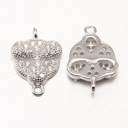 Flower Rhodium Plated 925 Sterling Silver Micro Pave Cubic Zirconia Links STER-F011-213-1