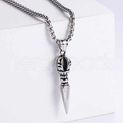 Retro Punk Hip-hop Stainless Steel Dagger Shaped Pendant Necklaces for Men TQ1565-1-1